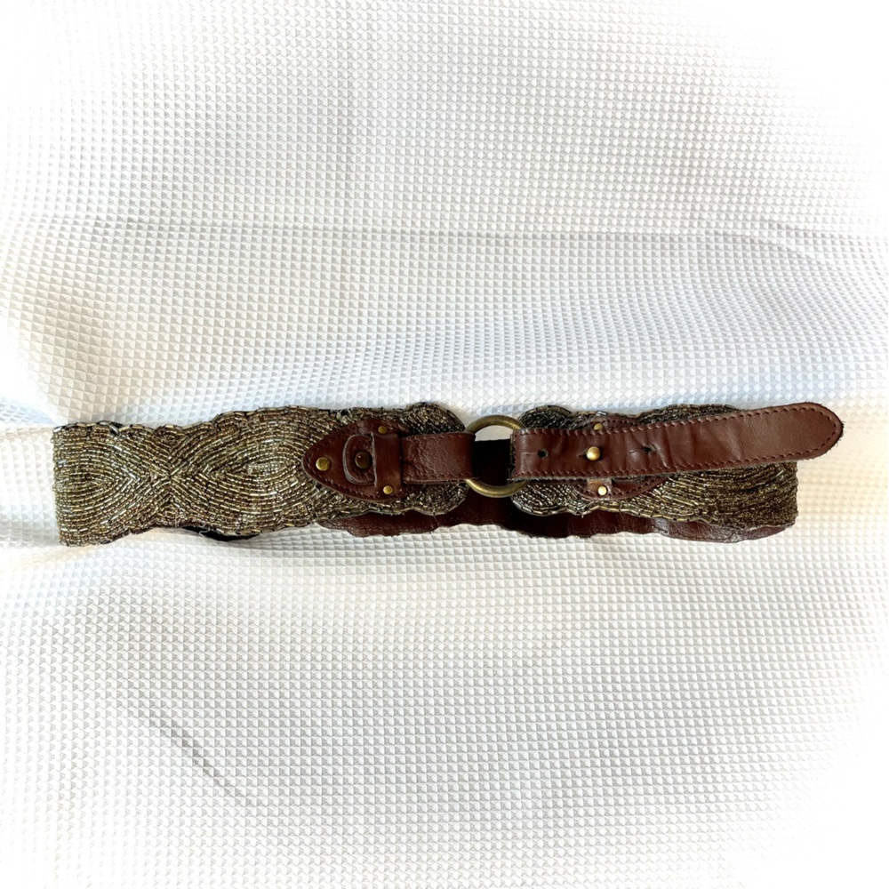 Anthropologie Beaded leather belt